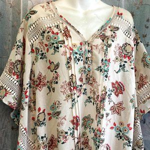 3X Zac & Rachel NEW NWT Bohemian Shirt Top Blouse